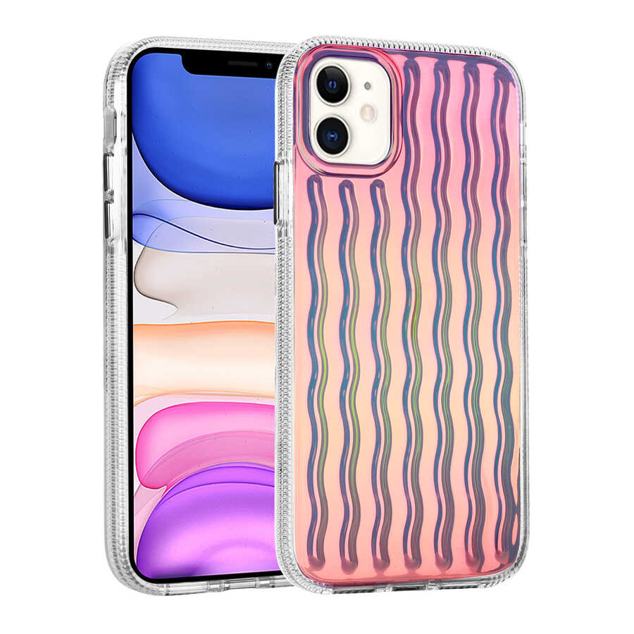 Apple iPhone 11 Kılıf Kabartmalı Dalga Tasarımlı Silikon Zore İsmira Kapak NO9