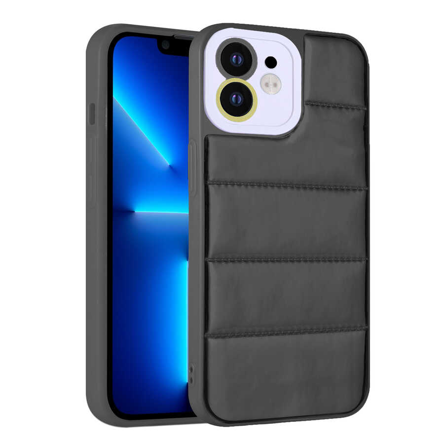 Apple iPhone 11 Kılıf Kamera Korumalı Airbagli Renkli Zore Seksek Kapak Siyah
