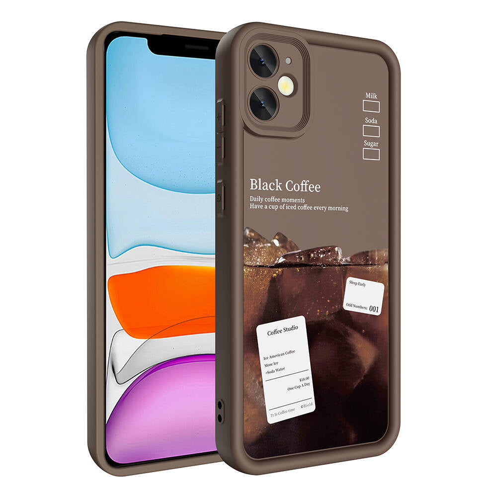 Apple iPhone 11 Kılıf Kamera Korumalı Baskılı Arka Yüzey Zore Klas Kapak Açık Kahve