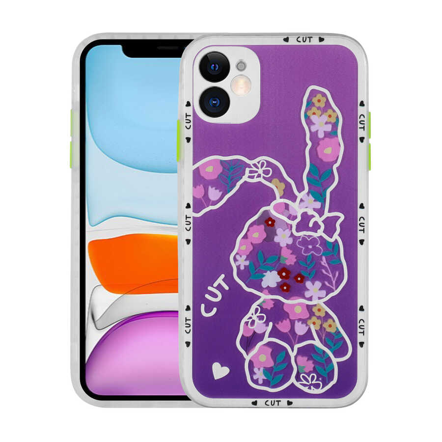 Apple iPhone 11 Kılıf Kamera Korumalı Desenli Sert Zore Hess Kapak NO6