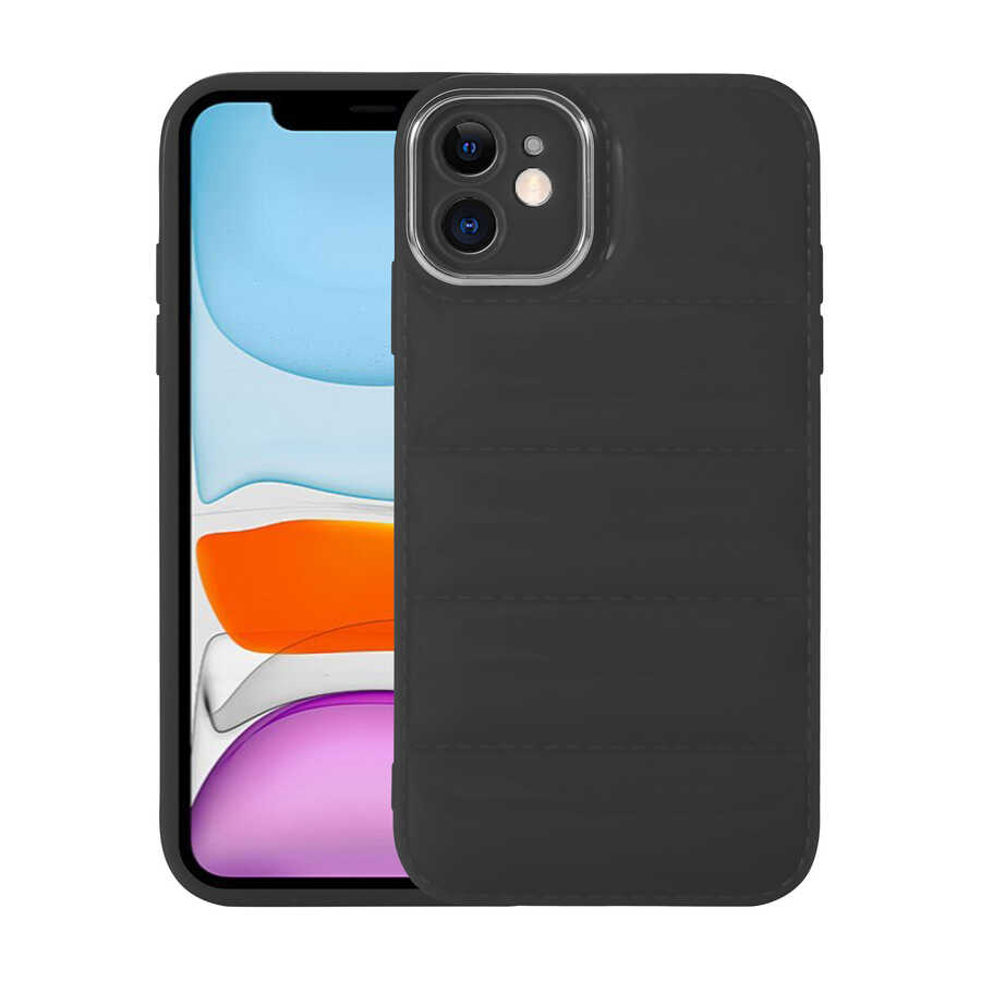 Apple iPhone 11 Kılıf Kamera Korumalı Parlak Airbag'li Zore Galya Kapak Siyah