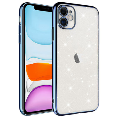 Apple iPhone 11 Kılıf Kamera Korumalı Renkli Çerçeveli Simli Zore Garage Kapak Gold