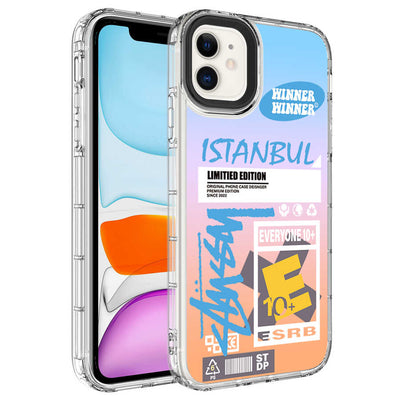 Apple iPhone 11 Kılıf Kamera Korumalı Renkli Desenli Sert Silikon Zore Korn Kapak NO1