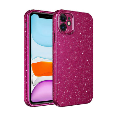 Apple iPhone 11 Kılıf Kamera Korumalı Simli Lüks Zore Koton Kapak Mürdüm
