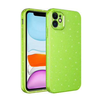 Apple iPhone 11 Kılıf Kamera Korumalı Simli Lüks Zore Koton Kapak Açık Yeşil