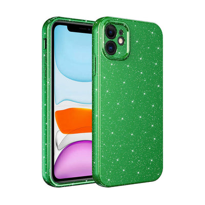 Apple iPhone 11 Kılıf Kamera Korumalı Simli Lüks Zore Koton Kapak Yeşil