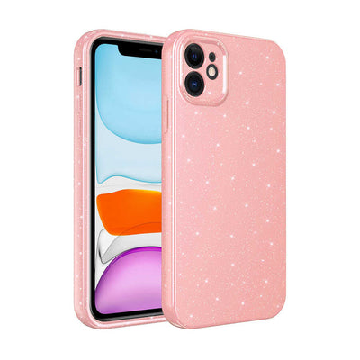 Apple iPhone 11 Kılıf Kamera Korumalı Simli Lüks Zore Koton Kapak Pembe