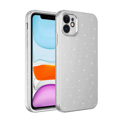 Apple iPhone 11 Kılıf Kamera Korumalı Simli Lüks Zore Koton Kapak Beyaz