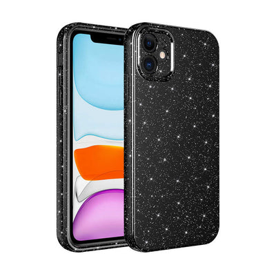 Apple iPhone 11 Kılıf Kamera Korumalı Simli Lüks Zore Koton Kapak Siyah