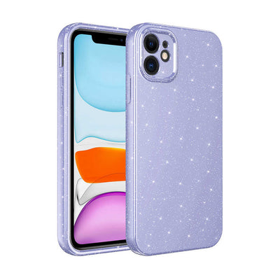 Apple iPhone 11 Kılıf Kamera Korumalı Simli Lüks Zore Koton Kapak Lila
