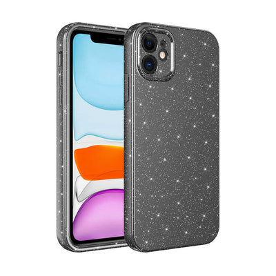 Apple iPhone 11 Kılıf Kamera Korumalı Simli Lüks Zore Koton Kapak Gri