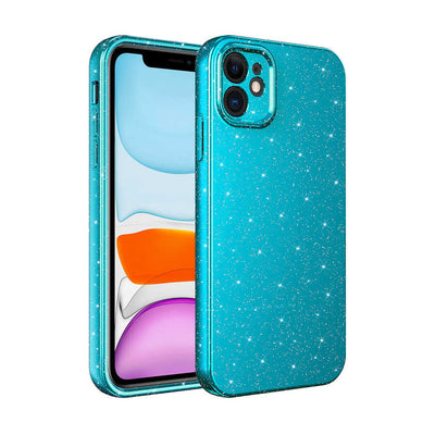 Apple iPhone 11 Kılıf Kamera Korumalı Simli Lüks Zore Koton Kapak Turkuaz