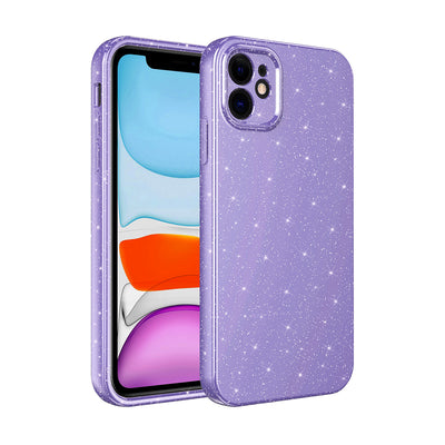 Apple iPhone 11 Kılıf Kamera Korumalı Simli Lüks Zore Koton Kapak Mor