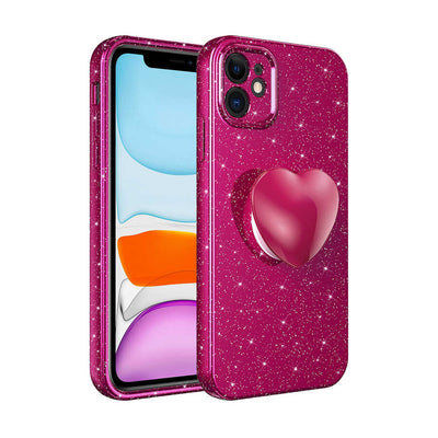 Apple iPhone 11 Kılıf Kamera Korumalı Simli Pop Soketli Lüks Zore Koton Soketli Kapak Mürdüm