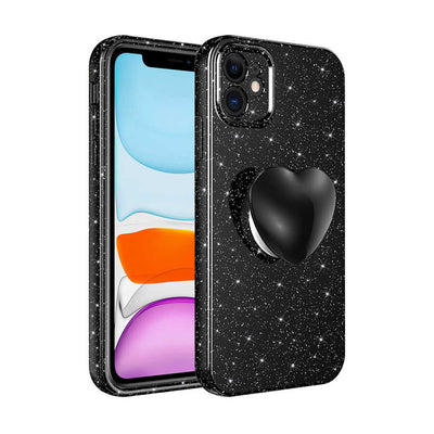 Apple iPhone 11 Kılıf Kamera Korumalı Simli Pop Soketli Lüks Zore Koton Soketli Kapak Siyah