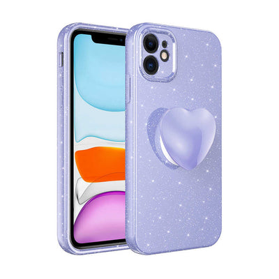 Apple iPhone 11 Kılıf Kamera Korumalı Simli Pop Soketli Lüks Zore Koton Soketli Kapak Lila