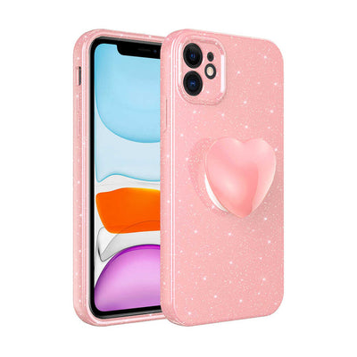 Apple iPhone 11 Kılıf Kamera Korumalı Simli Pop Soketli Lüks Zore Koton Soketli Kapak Pembe