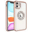 Apple iPhone 11 Kılıf Kamera Korumalı Taş Süslemeli Arkası Şeffaf Zore Asya Kapak Rose Gold