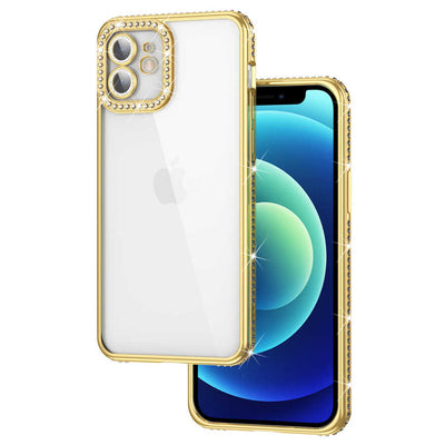 Apple iPhone 11 Kılıf Kamera Korumalı Taşlı Zore Mina Kapak Gold