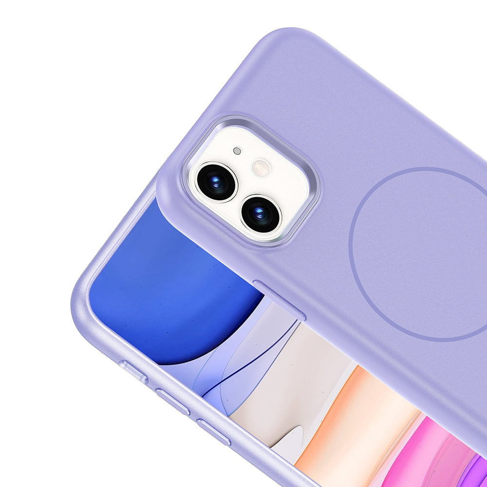 Apple iPhone 11 Kılıf M-Safe Şarj Özellikli Metal Kamera Çerçeveli Zore Edi Silikon Kapak Lila