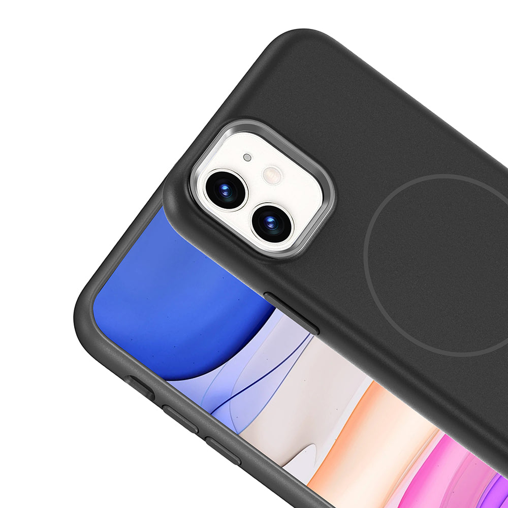 Apple iPhone 11 Kılıf M-Safe Şarj Özellikli Metal Kamera Çerçeveli Zore Edi Silikon Kapak Turuncu