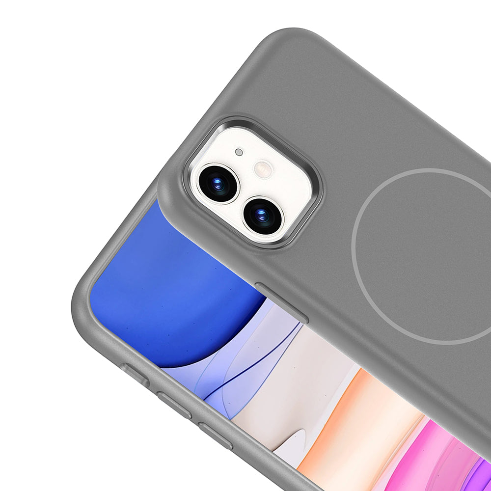 Apple iPhone 11 Kılıf M-Safe Şarj Özellikli Metal Kamera Çerçeveli Zore Edi Silikon Kapak Mor