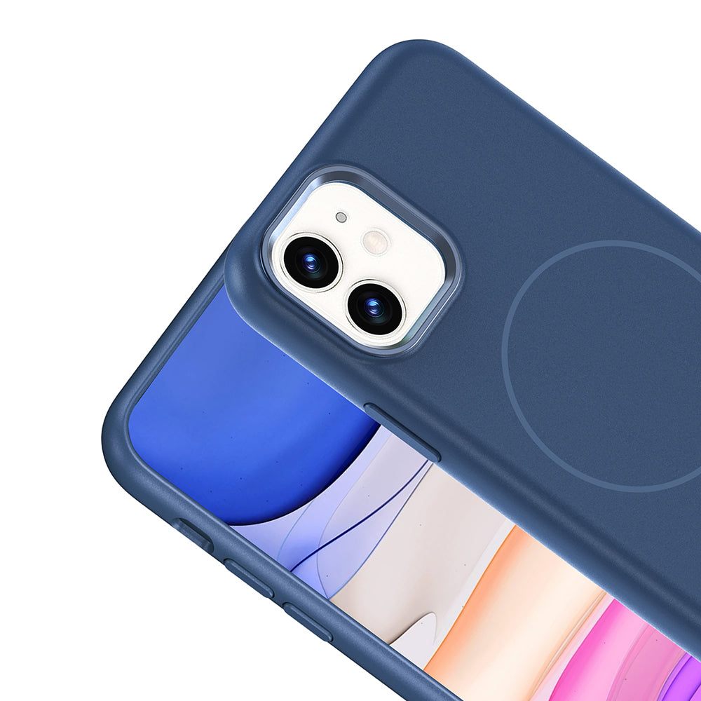 Apple iPhone 11 Kılıf M-Safe Şarj Özellikli Metal Kamera Çerçeveli Zore Edi Silikon Kapak Rose Gold