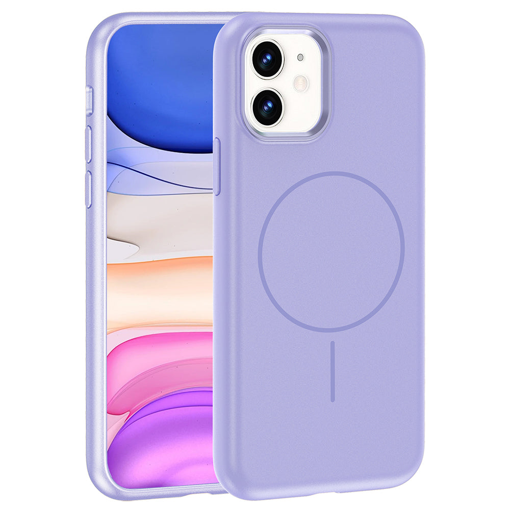 Apple iPhone 11 Kılıf M-Safe Şarj Özellikli Metal Kamera Çerçeveli Zore Edi Silikon Kapak Lila