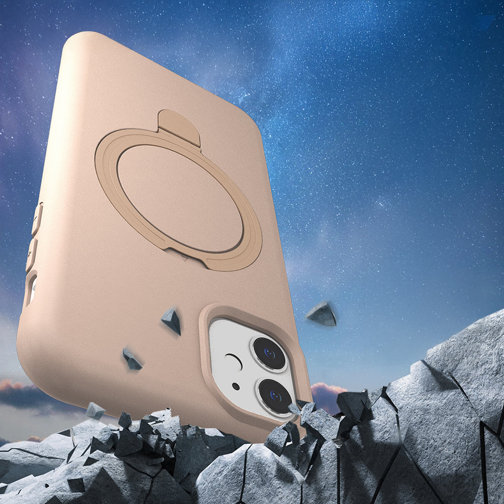 Apple iPhone 11 Kılıf M-safe Şarj Özellikli Standlı Zore Samara Kapak Pembe