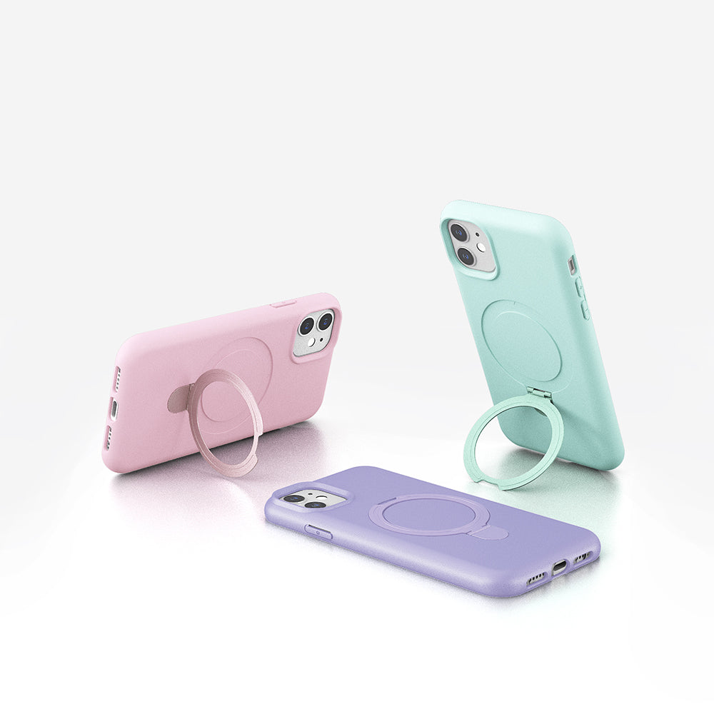 Apple iPhone 11 Kılıf M-safe Şarj Özellikli Standlı Zore Samara Kapak Lila