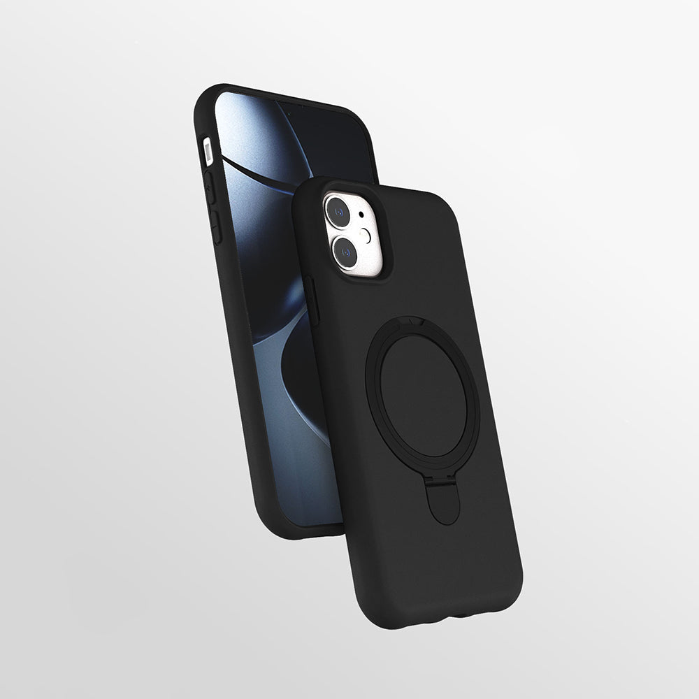 Apple iPhone 11 Kılıf M-safe Şarj Özellikli Standlı Zore Samara Kapak Lacivert