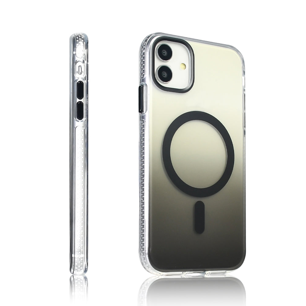 Apple iPhone 11 Kılıf M-safe Şarj Özellikli Transparan Renk Geçişli Zore Toros Kapak Gri