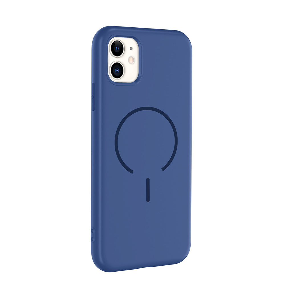 Apple iPhone 11 Kılıf M-safe Şarj Özellikli Zore Meta Kapak Rose Pembe