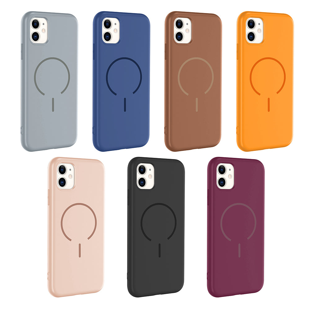 Apple iPhone 11 Kılıf M-safe Şarj Özellikli Zore Meta Kapak Turuncu