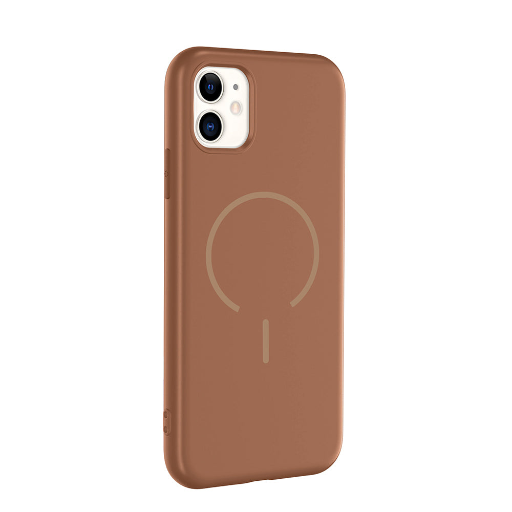 Apple iPhone 11 Kılıf M-safe Şarj Özellikli Zore Meta Kapak Mürdüm