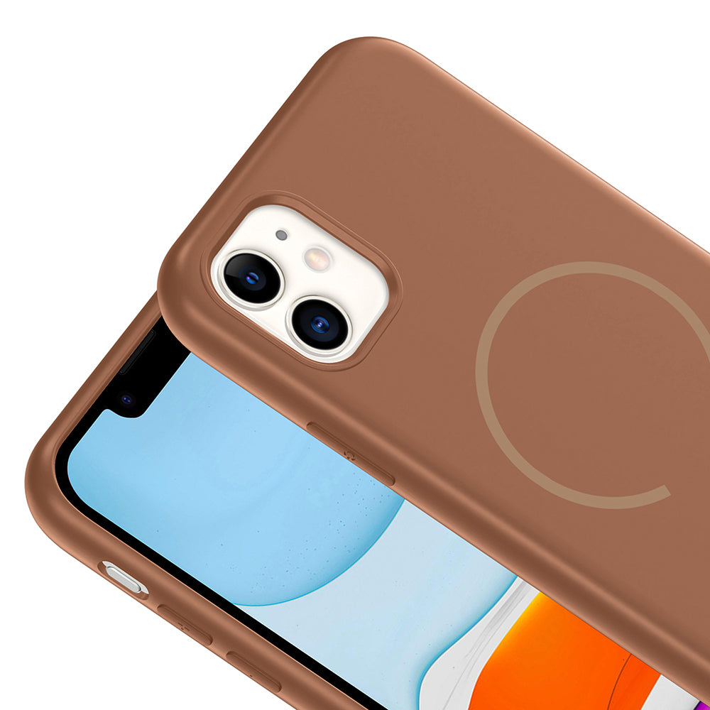 Apple iPhone 11 Kılıf M-safe Şarj Özellikli Zore Meta Kapak Mürdüm