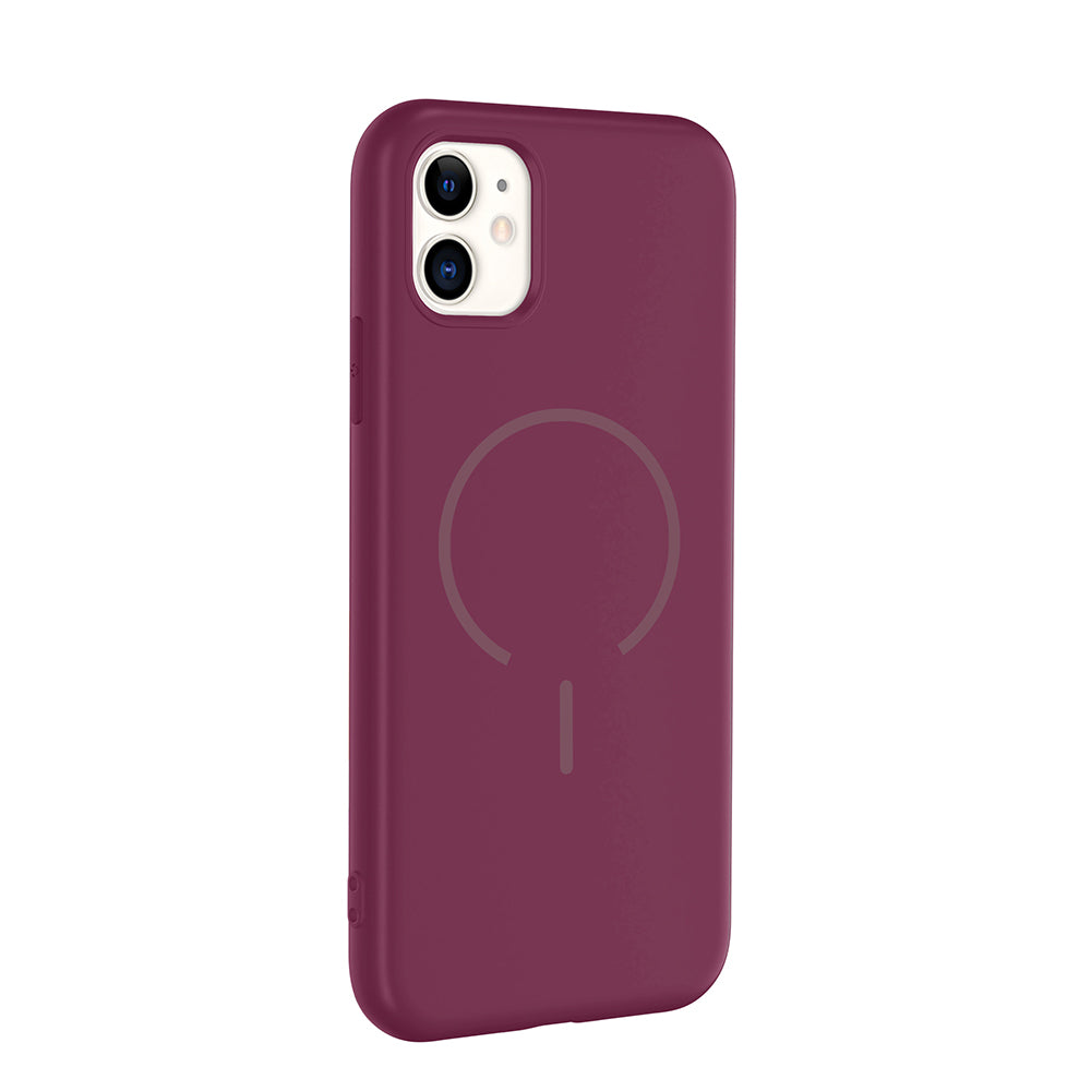 Apple iPhone 11 Kılıf M-safe Şarj Özellikli Zore Meta Kapak Mürdüm