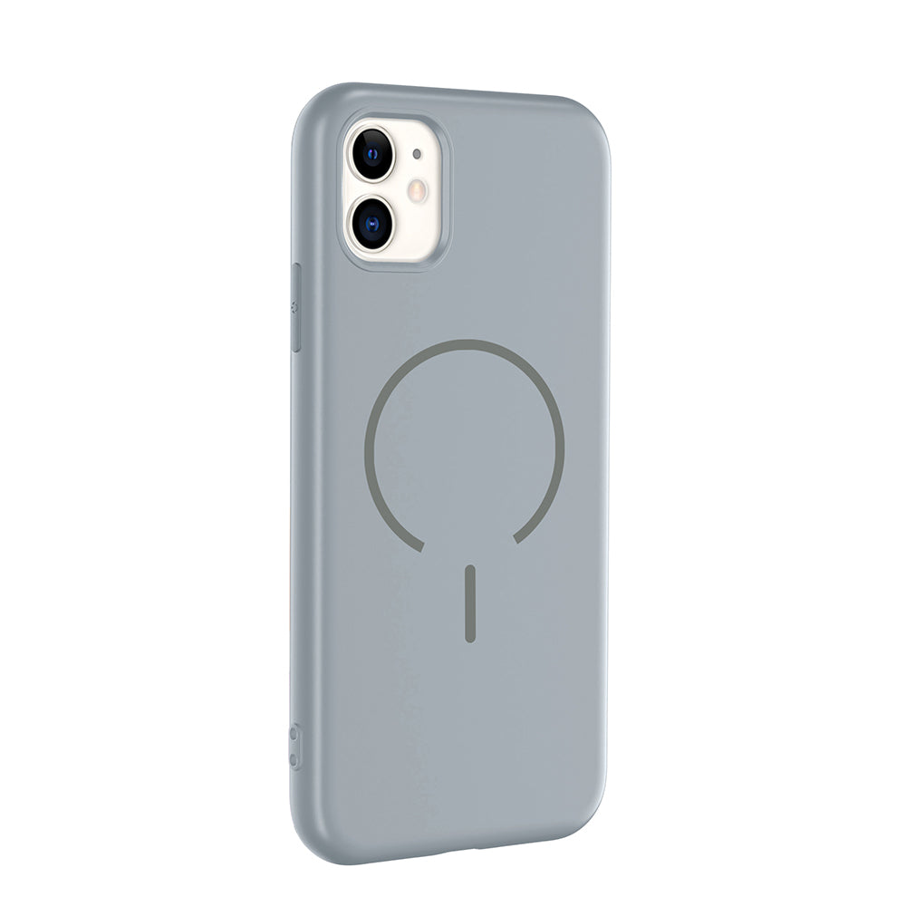 Apple iPhone 11 Kılıf M-safe Şarj Özellikli Zore Meta Kapak Mürdüm