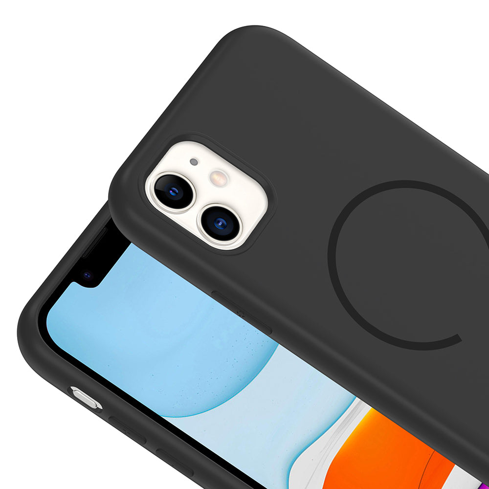 Apple iPhone 11 Kılıf M-safe Şarj Özellikli Zore Meta Kapak Siyah