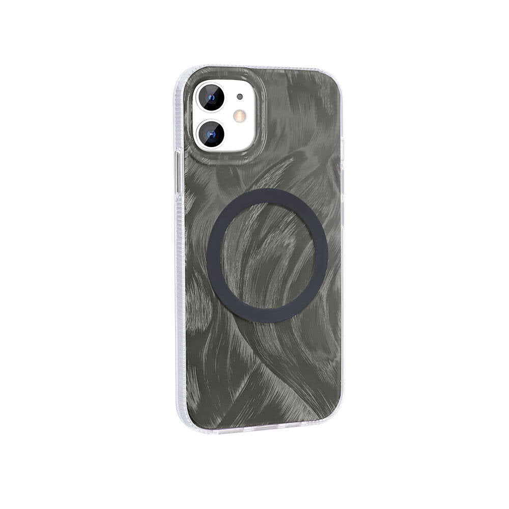 Apple iPhone 11 Kılıf M-safe Şarj Özellikli Fırça Boya Desenli Zore Palet Kapak