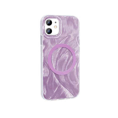 Apple iPhone 11 Kılıf M-safe Şarj Özellikli Fırça Boya Desenli Zore Palet Kapak Pembe