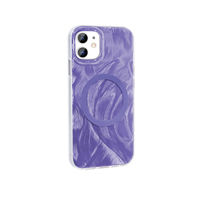 Apple iPhone 11 Kılıf M-safe Şarj Özellikli Fırça Boya Desenli Zore Palet Kapak Mor
