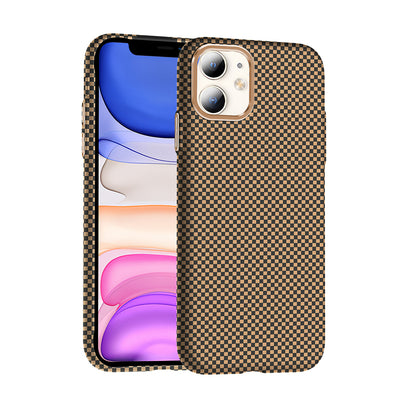 Apple iPhone 11 Kılıf M-safe Şarj Özellikli Karbon Fiber Görünümlü Zore Gros Kapak Desert Titanyum