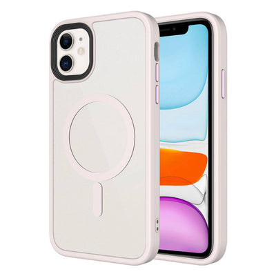 Apple iPhone 11 Kılıf Mat Arka Yüzey Wireless Şarj Özellikli Zore Flet M-safe Kapak Pembe