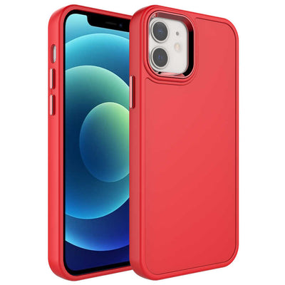 Apple iPhone 11 Kılıf Metal Çerçeve ve Buton Tasarımlı Sert Zore Botox Kapak Kırmızı