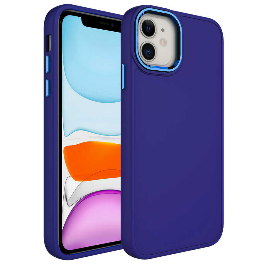Apple iPhone 11 Kılıf Metal Çerçeve ve Buton Tasarımlı Silikon Zore Luna Kapak