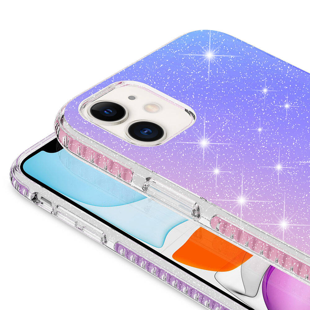 Apple iPhone 11 Kılıf Parlak Renk Geçişli Zore Velle Kapak Pembe Koyu