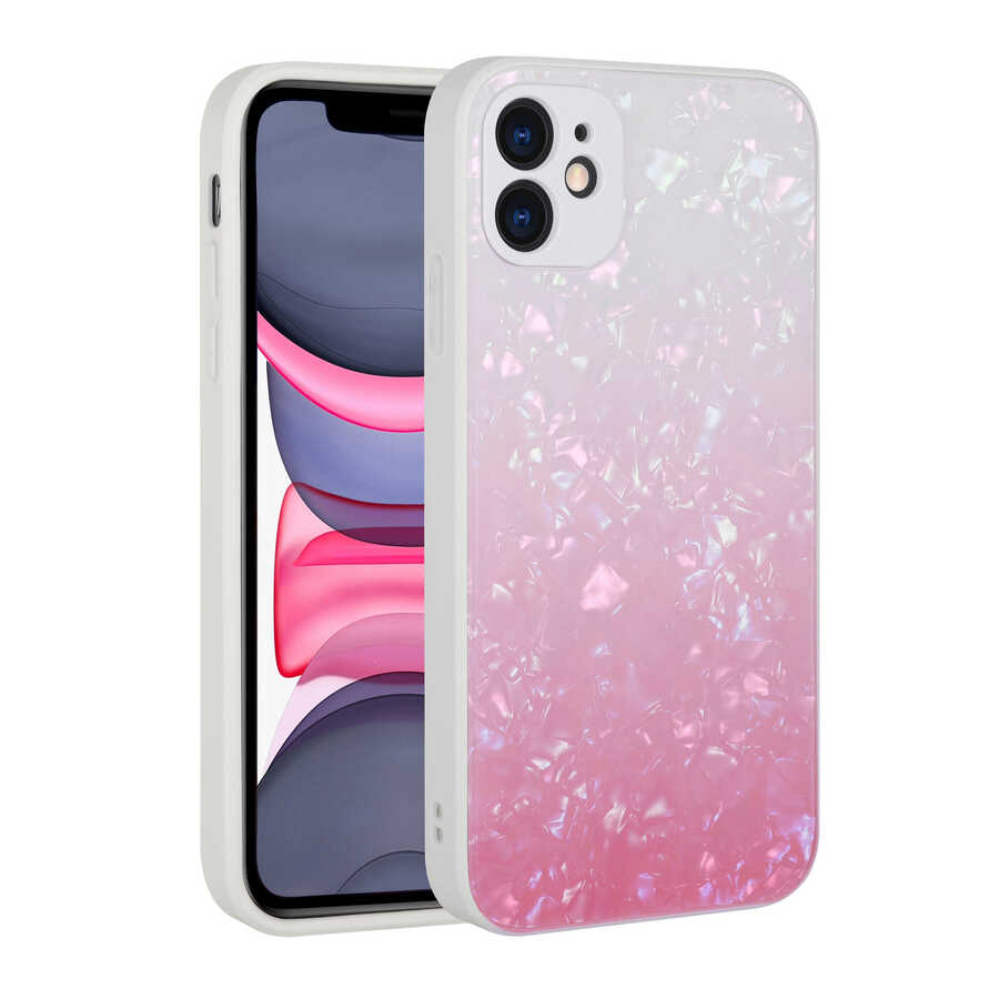 Apple iPhone 11 Kılıf Renk Geçişli Mermer Desenli Sert Silikon Zore Granit Kapak