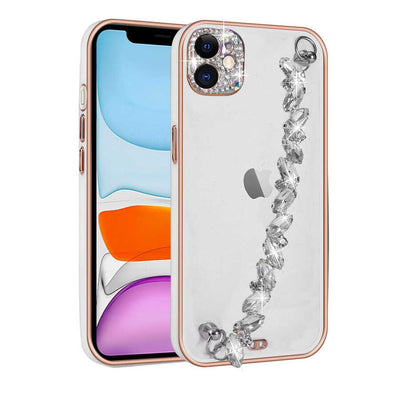 Apple iPhone 11 Kılıf Taş Süslemeli Kamera Korumalı El Tutamaçlı Zore Blazer Kapak Pembe