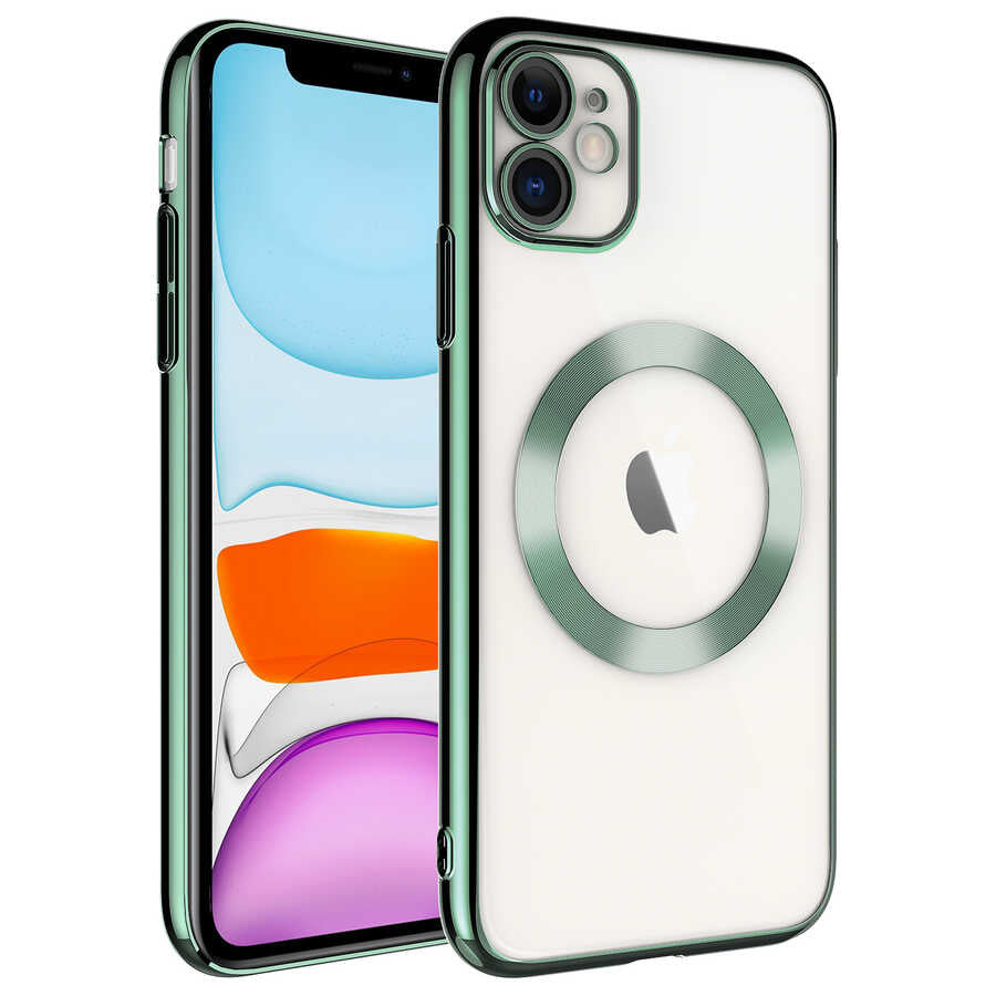 Apple iPhone 11 Kılıf Wireless Şarj Özellikli Sert PC Zore Riksos M-safe Kapak